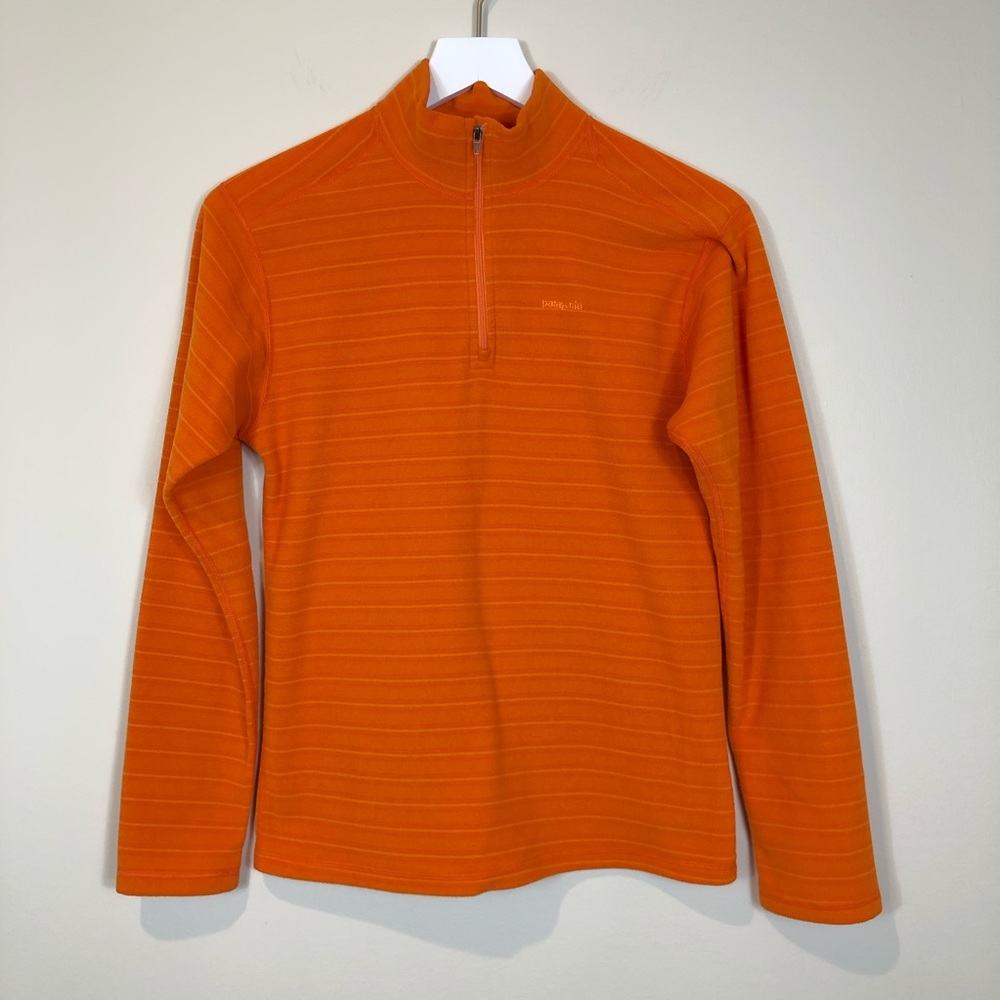 Patagonia Orange Yellow Striped 1/4 Zip Fleece XL